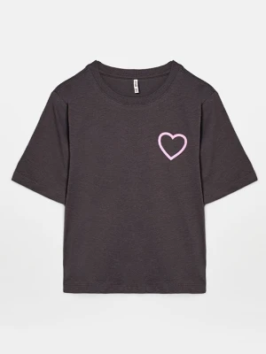 T-shirt z nadrukiem ONLY GIRLS ciemnoszary