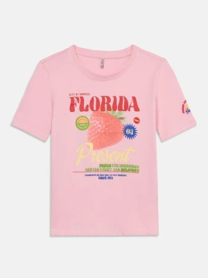 T-shirt z nadrukiem ONLY GIRLS jasnoróżowy
