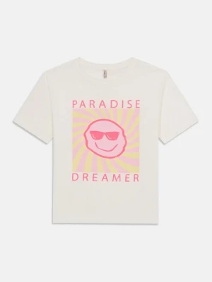 T-shirt z nadrukiem ONLY GIRLS mleczny