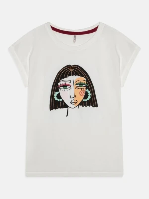 T-shirt z nadrukiem ONLY GIRLS mleczny