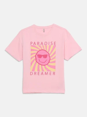 T-shirt z nadrukiem ONLY GIRLS różowy
