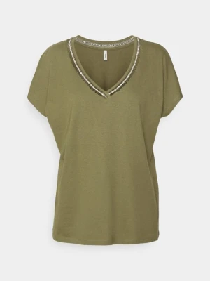 T-shirt z nadrukiem Only khaki