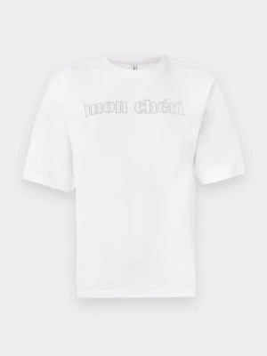 T-shirt z nadrukiem Only mleczny