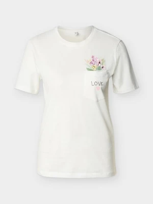T-shirt z nadrukiem Only mleczny