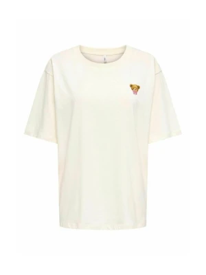 T-shirt z nadrukiem Only mleczny