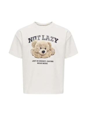 T-shirt z nadrukiem Only mleczny