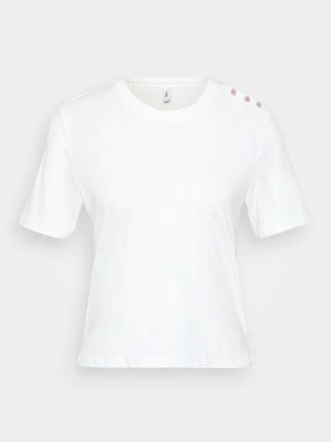 T-shirt z nadrukiem Only mleczny