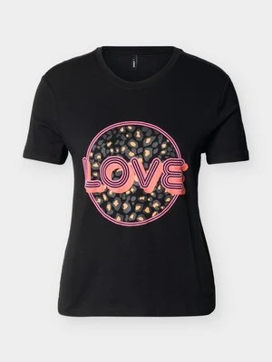 T-shirt z nadrukiem Only czarny