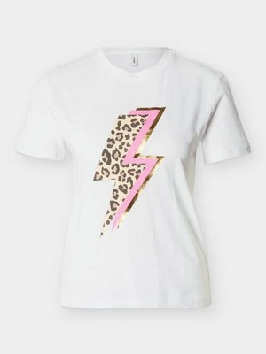 T-shirt z nadrukiem Only biały