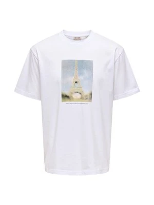T-shirt z nadrukiem Only & Sons biały