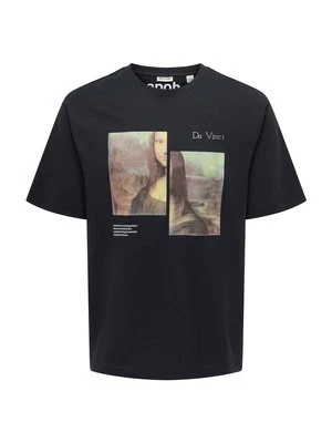 T-shirt z nadrukiem Only & Sons czarny