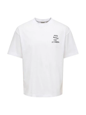 T-shirt z nadrukiem Only & Sons biały