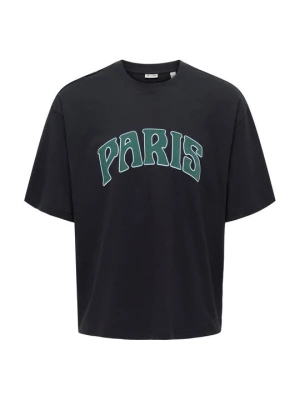 T-shirt z nadrukiem Only & Sons czarny