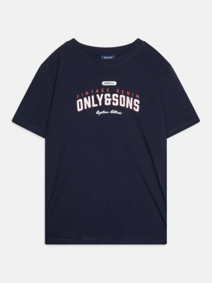 T-shirt z nadrukiem Only & Sons granatowy