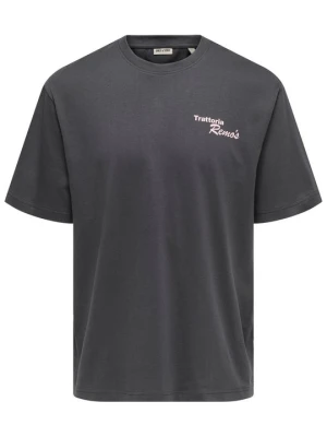 T-shirt z nadrukiem Only & Sons szary