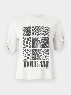 T-shirt z nadrukiem Only szary