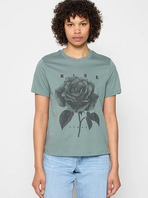 T-shirt z nadrukiem Only jasnozielony