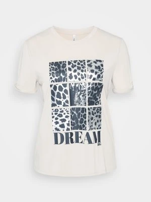 T-shirt z nadrukiem Only szary
