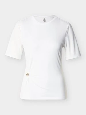 T-shirt z nadrukiem Only mleczny