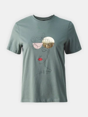 T-shirt z nadrukiem Only zielony