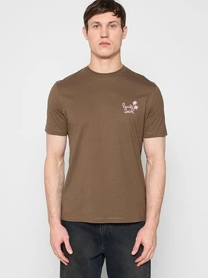 T-shirt z nadrukiem Paul Smith brązowy