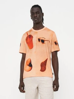 T-shirt z nadrukiem Paul Smith morelowy