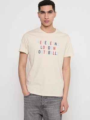 T-shirt z nadrukiem Pepe Jeans beżowy