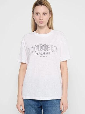 T-shirt z nadrukiem Pepe Jeans biały