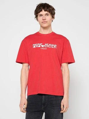 T-shirt z nadrukiem Pepe Jeans czerwony