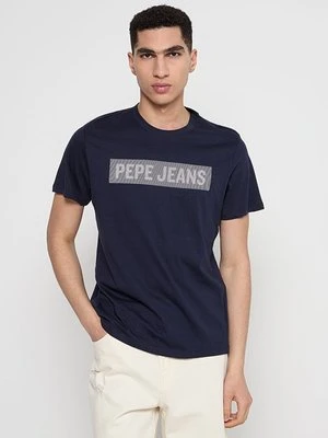 T-shirt z nadrukiem Pepe Jeans granatowy