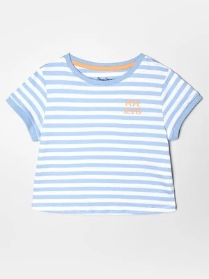 T-shirt z nadrukiem Pepe Jeans niebieski