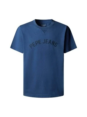 T-shirt z nadrukiem Pepe Jeans granatowy