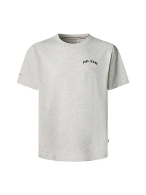 T-shirt z nadrukiem Pepe Jeans jasnoszary melanż