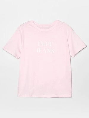 T-shirt z nadrukiem Pepe Jeans jasnoróżowy