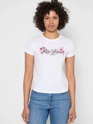 T-shirt z nadrukiem Pepe Jeans biały