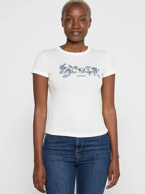 T-shirt z nadrukiem Pepe Jeans biały