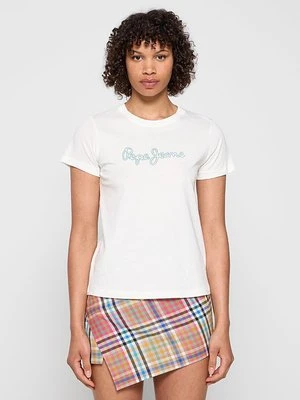 T-shirt z nadrukiem Pepe Jeans biały
