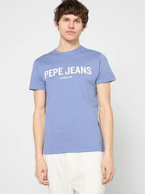 T-shirt z nadrukiem Pepe Jeans niebieski