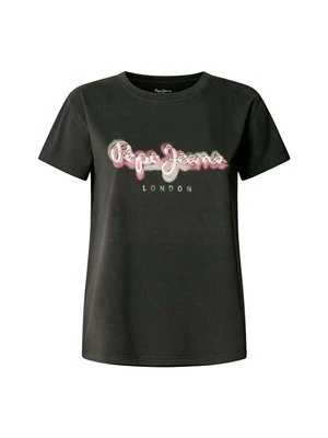 T-shirt z nadrukiem Pepe Jeans szary