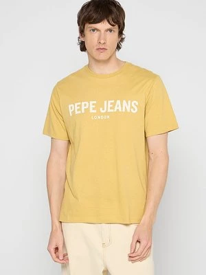 T-shirt z nadrukiem Pepe Jeans żółty