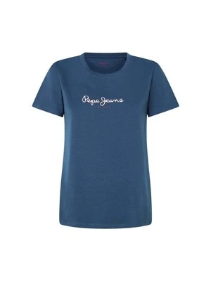 T-shirt z nadrukiem Pepe Jeans niebieski