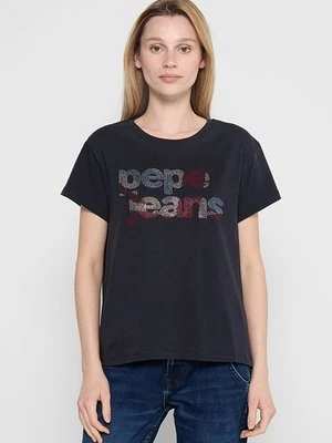 T-shirt z nadrukiem Pepe Jeans granatowy