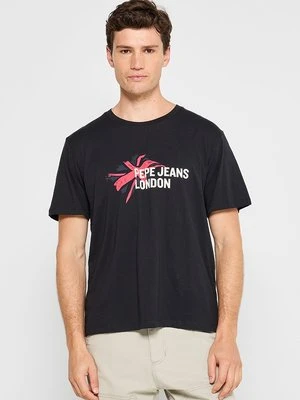 T-shirt z nadrukiem Pepe Jeans czarny
