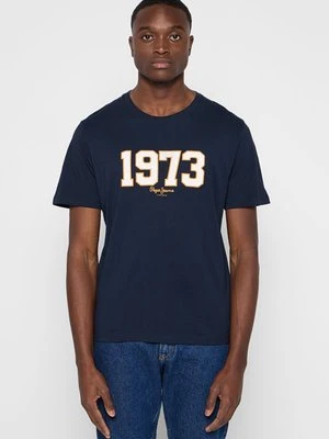 T-shirt z nadrukiem Pepe Jeans granatowy