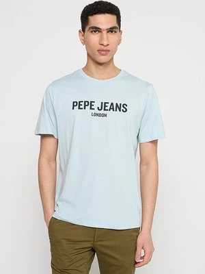 T-shirt z nadrukiem Pepe Jeans jasnoniebieski