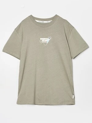 T-shirt z nadrukiem Pepe Jeans khaki