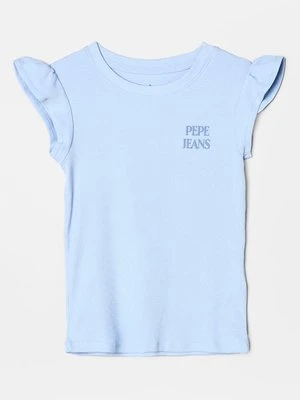 T-shirt z nadrukiem Pepe Jeans niebieski