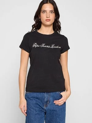 T-shirt z nadrukiem Pepe Jeans czarny
