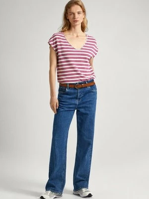 T-shirt z nadrukiem Pepe Jeans różowy