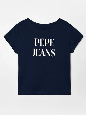 T-shirt z nadrukiem Pepe Jeans niebieski
